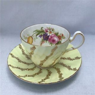 Vintage Foley Yellow & Gold Floral Tea Cup & Saucer England
