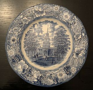 Liberty Blue Independence Hall Dinner Plate Ironstone Staffordshire England