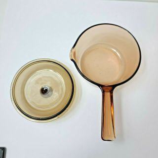 Vintage Corning Vision Ware Amber Glass Cookware Pots Pans 6 Piece Set Pyrex USA 2