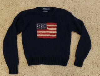 Polo Ralph Lauren Flag Kids 6 Knit Sweater Size 6 Vtg 90 