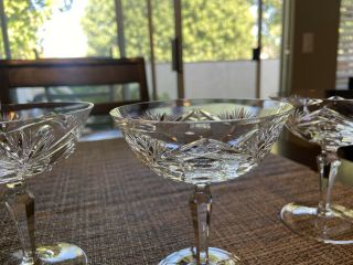 Set Of 5 Vintage Champagne Coupe Glasses Cut Crystal