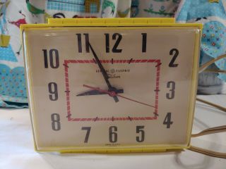Vintage Ge Telechron Wall Clock,  Yellow,  Model 2h103 - S,  Art Deco Style