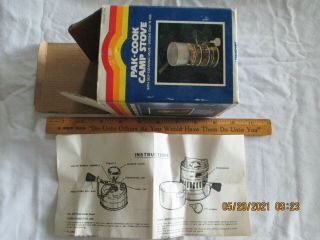 Vintage " Pak - Cook " Camp Stove - Box With Instructions.  Cooking Pot - No Stove 235