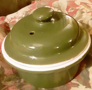 Vintage Hall Olive Green Sugar Bowl Pottery With Lid