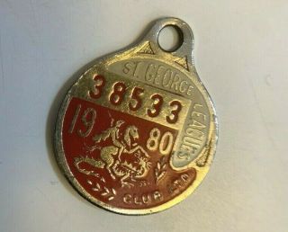 Vintage 1980 St George Leagues Club Membership Badge Sydney Australian Rugby Nrl
