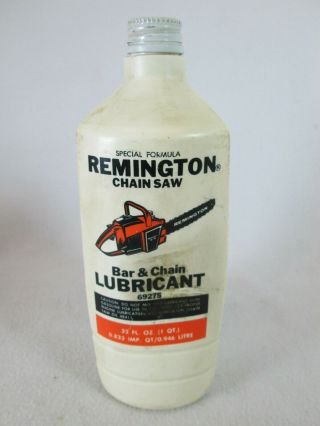 Vintage Remington Chainsaw Bar & Chain Lubricant Oil Empty Plastic 1 Qt.  Bottle