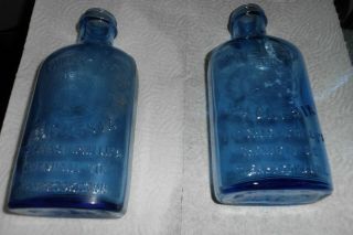 Set Of 2 Vintage Phillips Milk Of Magnesia Cobalt Blue Glass Bottles Usa 7 "