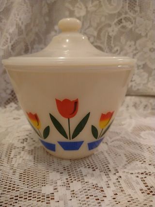 Vintage Fire - King Oven Ware Tulip Grease Jar With Lid - Piece