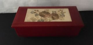 Vintage Westland Co.  Music Box Burgundy Wooden Chopin Nocturne Gold Floral Top