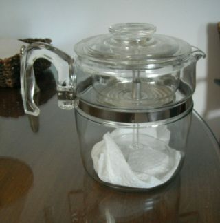 Vintage Pyrex Glass Coffee Pot 6 Or 9 Cup Flameware Percolator 7759 Complete