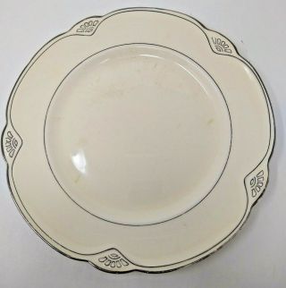 Homer Laughlin Dinner Plate 10.  5 " Marigold Beige Platinum Trim Art Deco