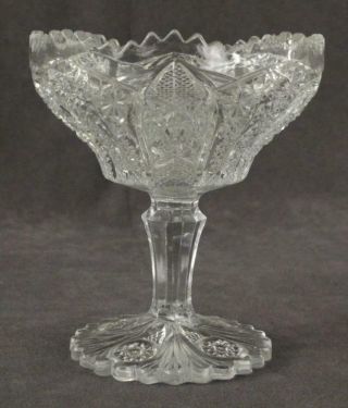Vintage Kitchen Eapg Imperial Glass Pattern Daisy & Button Footed Compote 5 "