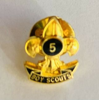 Boy Scouts 5 Year Membership Pin Badge Bsa Small Rare Vintage (n6)