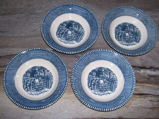 Set Of 4 Vintage Royal China Currier And Ives 5.  5 In Berry Bowls.