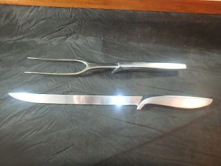 Vtg Gerber Legendary Blades Carving Fork & Knife Walnut Hinged Box 3