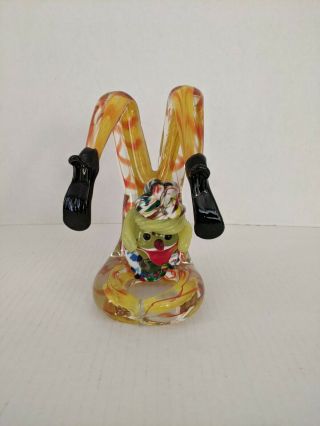 Vintage Murano Art Glass Clown W/sticker Multicolor