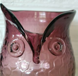 Purple Vtg Large Owl Vase Pitcher Honeycomb 8.  0 
