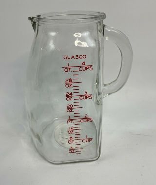 Vintage Glasco Usa Pot Belly Measuring Cup - 1 Quart - 4 Cup Pitcher