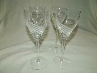 4 Lenox Crystal Windswept Wine Glasses 7 3/4 " Marked