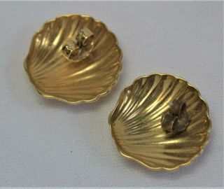 VTG Avon Gold Tone Shell Pierced Earrings Set 2
