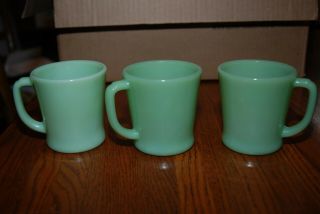 Set Of 3 Vintage Fire King Jadeite Coffee/tea Mugs