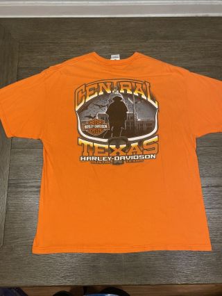 Vintage 2006 Harley Davidson Motorcycles T - Shirt Central Texas Austin Orange Xl