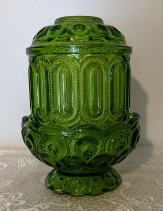 Vntg Le Smith Moon & Stars Green Glass Courting Lamp Fairy Fairie Light Candle
