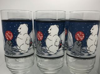 1997 Coca - Cola Winter Baby Polar Bear And Seal Glass Set Of 6 Vintage