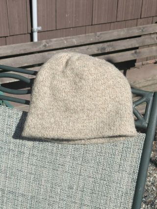 Vintage Made In U.  S.  A.  Eddie Bauer Wool Blend Beanie Hat Tanbrown Winter Warm