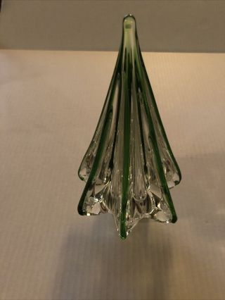 Collectible Green Clear Glass Christmas Tree Decorative 8” Murano Holiday Decor