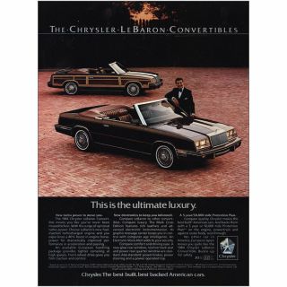 1984 Chrysler Lebaron Convertibles: Ricardo Montalban Vintage Print Ad