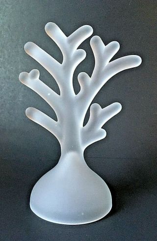 Vtg Frosted Glass Tree/ Coral Branch For Jewelry Display Rings Bracelets Chains