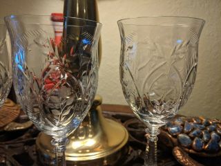 SET 4 Libbey Rock Sharpe LYNHURST Wine Goblet Elegant Cut Glass fostoria seneca 3