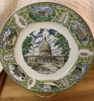 Vintage Souvenir Porcelain Plate The Capitol Washington Dc Decorative Japan