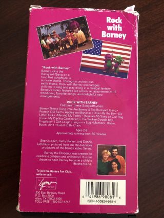 Rock With Barney Sing Along VHS 1991 Vintage Protect Our Earth 2