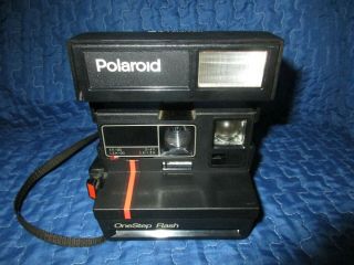 Polaroid Onestep Flash Red Stripe Instant Camera W/ Strap Vintage 600 Not