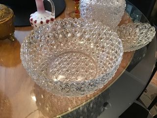 Fenton Eapg Crystal Clear Cut Glass Daisy Button Bowl 9.  5”