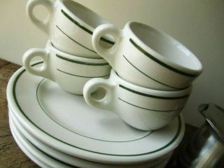 Vintage Buffalo China Coffee Cup Restaurant & Diner Ware Green Stripes
