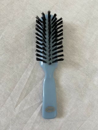 Vintage Goody Mini Purse Size Bristle Hair Brush 5.  75 " Lt Blue Plastic