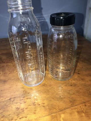 Vintage Evenflo (pyrex) & Enfamil 8 Oz.  Clear Glass Baby Formula Bottles