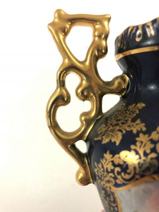 small ceramic bud vase blue & gold 2546 ELPA Alcobaca made in Portugal 3