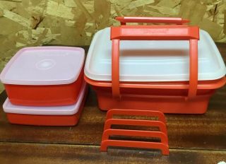 Tupperware Pack N Carry Lunch Box Red Vintage 2