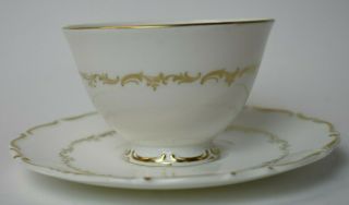 Royal Doulton England China Richelieu Tea Cup & Saucer Set White Gold H 4957 3