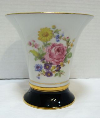 Royal Dux Vase Cobalt And White With Flowers