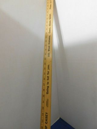 Vintage Wood 48 " Yardstick The Bank Of Casey Going To Bat For You Casey Illinois