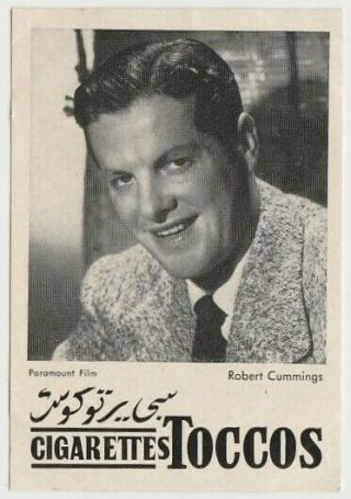 Robert Cummings Vintage 1950s Toccos Film Stars Tobacco Card From Egypt E1