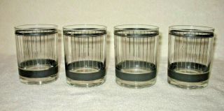 Vintage Culver Devon Black Mcm Discontinued Set Of 4 Double Old Fashioned Glass