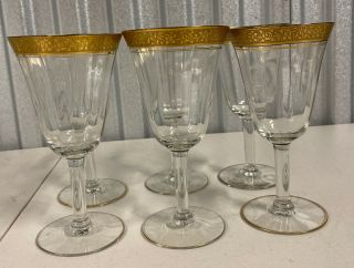 Set Of Six Vintage Tiffin Rambler Rose Gold Encrusted Water/wine Glasses