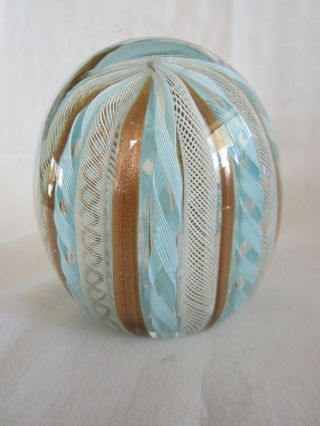 $reduced$ Vintage Murano Italy Toso Latticino Art Glass Paperweight Lg.