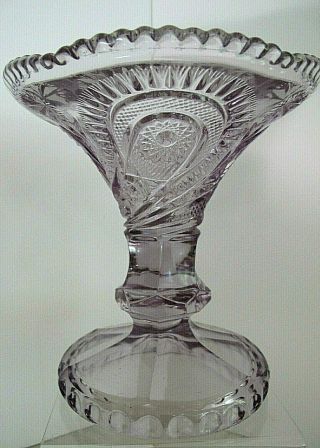 Eapg United States Glass Punch Bowl Stand Slewed Horseshoe Radiant Daisy 1908